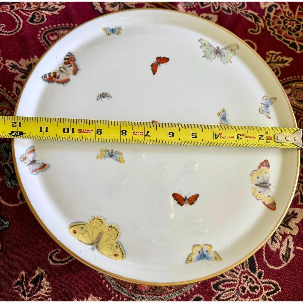 Vintage Limoges France Butterfly Cake Stand - Porcelain Dessert Pedestal
